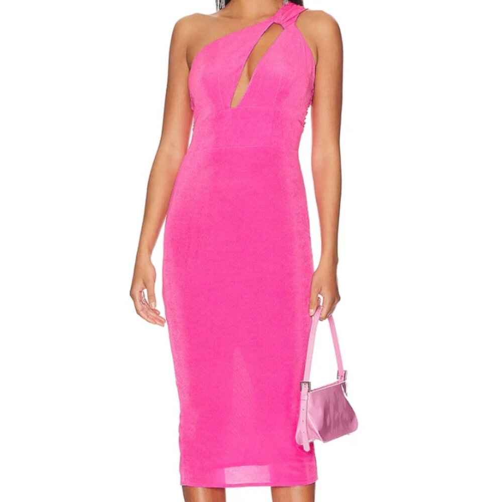 Katie May Ash Dress Barbie Pink One-Shoulder Sleeveless Cutout Bodycon Small S - Picture 1 of 13